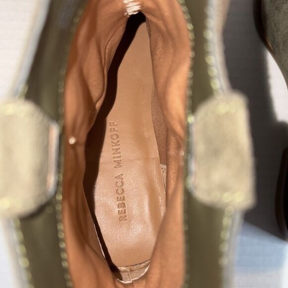 NWOT Rebecca Minkoff Chasidy Olive green suede short boots size 5 - Picture 6 of 8